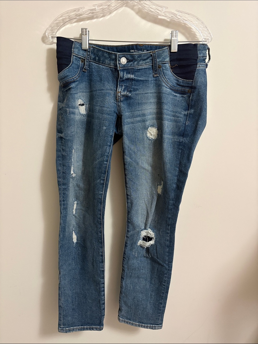 GAP Distressed Skinny Maternity Jeans - Blue